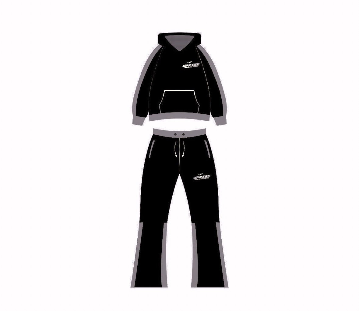 Uprise Flared Tracksuit (Black&Grey)